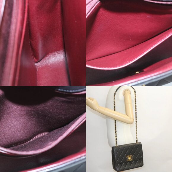 CHANEL Matelasse Chain Flap Shoulder Bag Lamb Skin Black Gold CC Auth 28632SAV - Picture 15 of 16